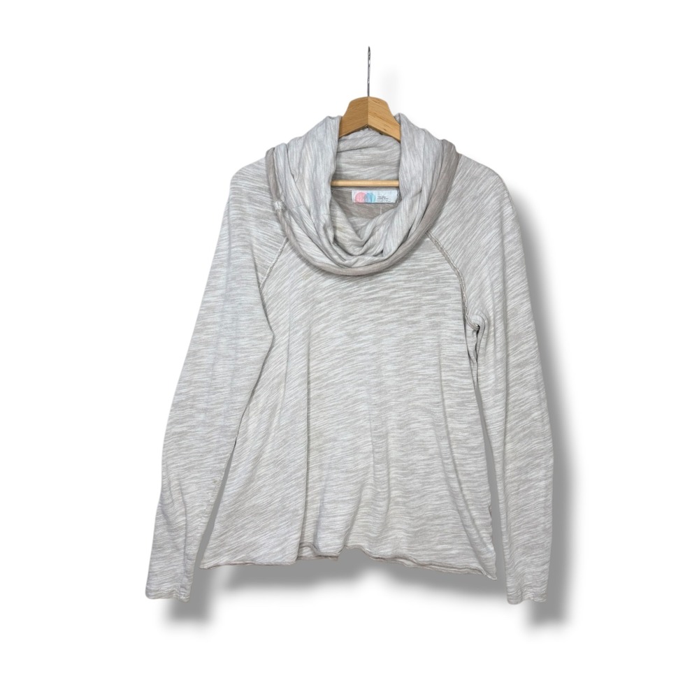 Free People Beach Women's Tan Cocoon Cowl Top Long Sleeve Pullover Slouchy Sz S